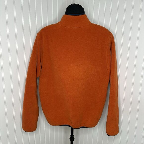 Vtg LL Bean Fleece Pullover Mens Sz M Orange Snap Closure Gorpcore Outdoors 90s - Picture 2 of 10
